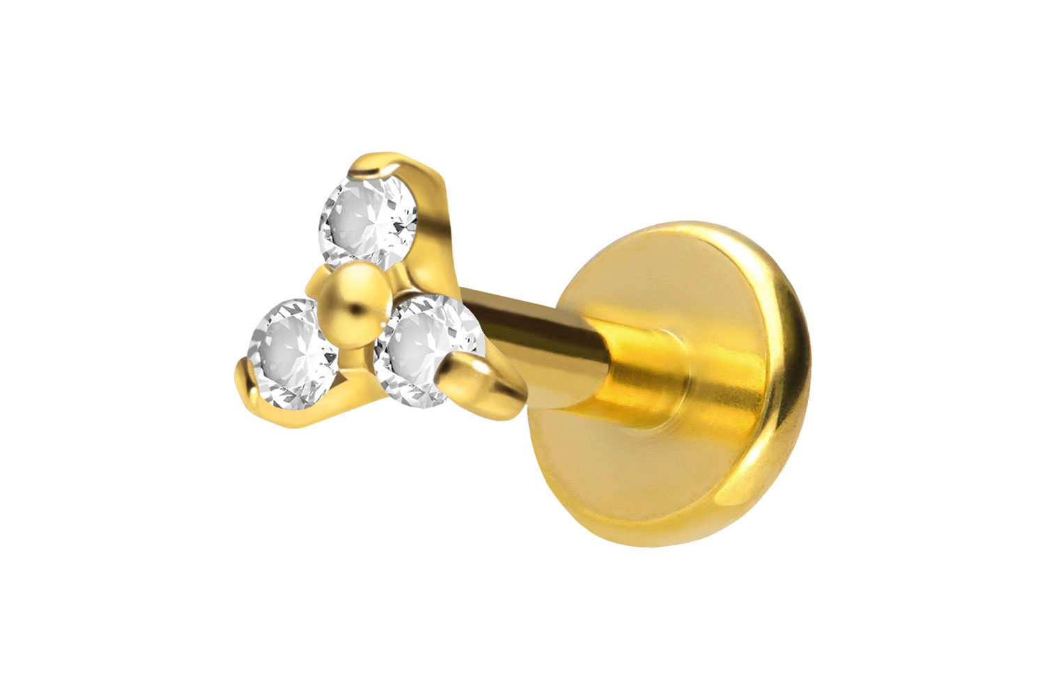 Titan Labret Piercing mit Push Fit KRISTALLBLUME